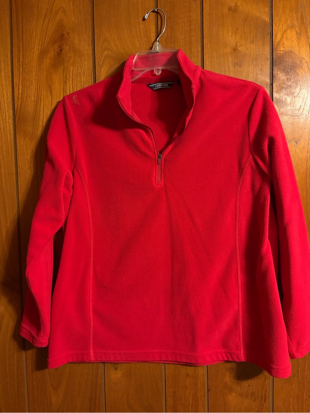 Lands' End Women's Bright Red Quarter-Zip Fleece Pullover